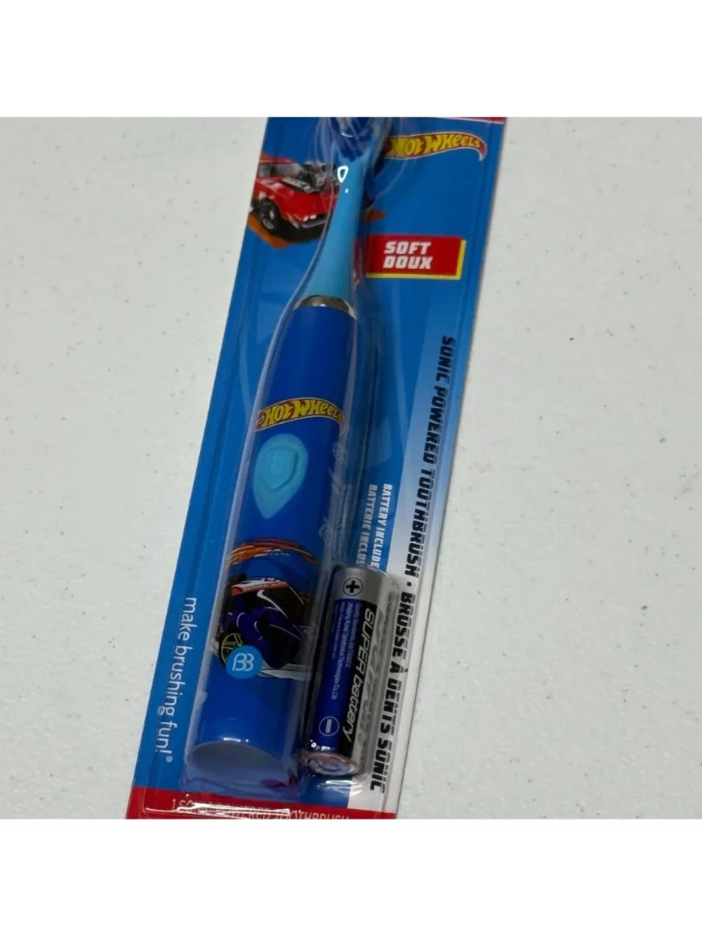 Hot Wheels Sonic Powered Toothbrush Kids Battery Included Soft Bristles